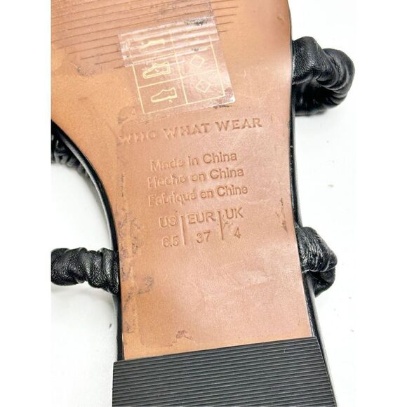 Who What Wear Sandals Womens Size 6.5 Black Faux Leather Square Toe Slip On Flat - Picture 8 of 9